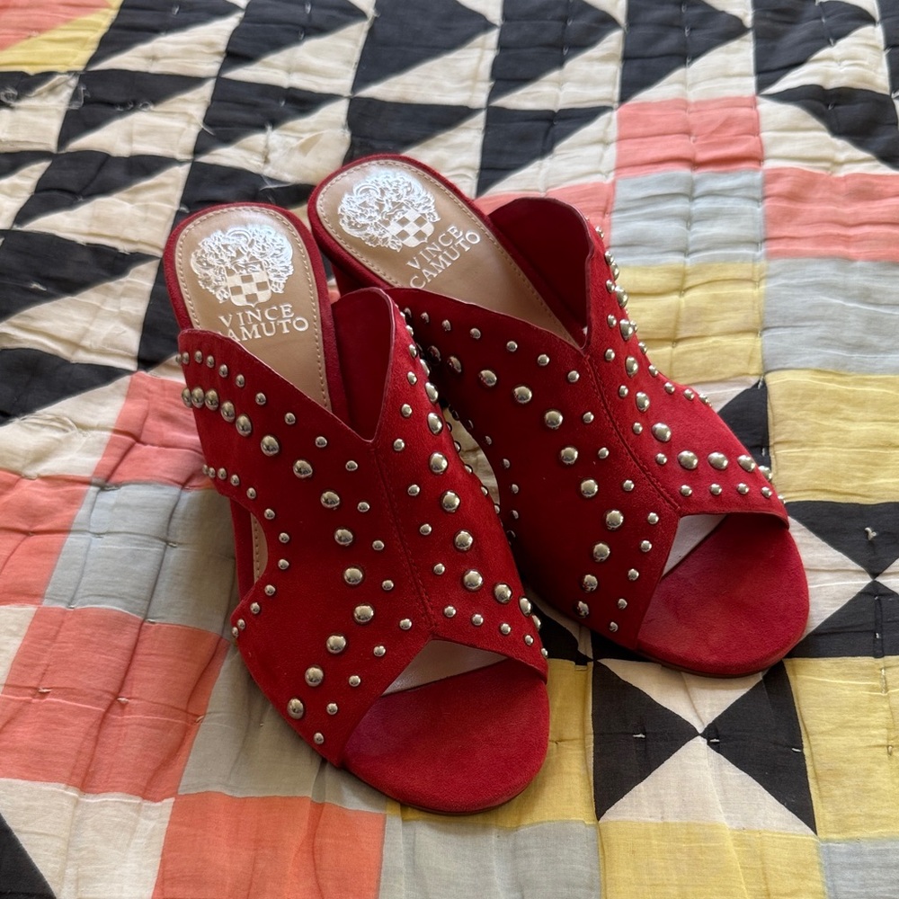 Vince Camuto Red Studded Mules size 7
